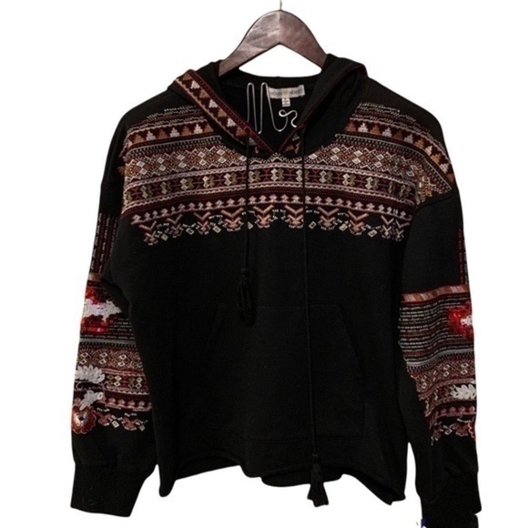 Woven Heart Embroidered Sequin Sweatshirt - Picture 1 of 7